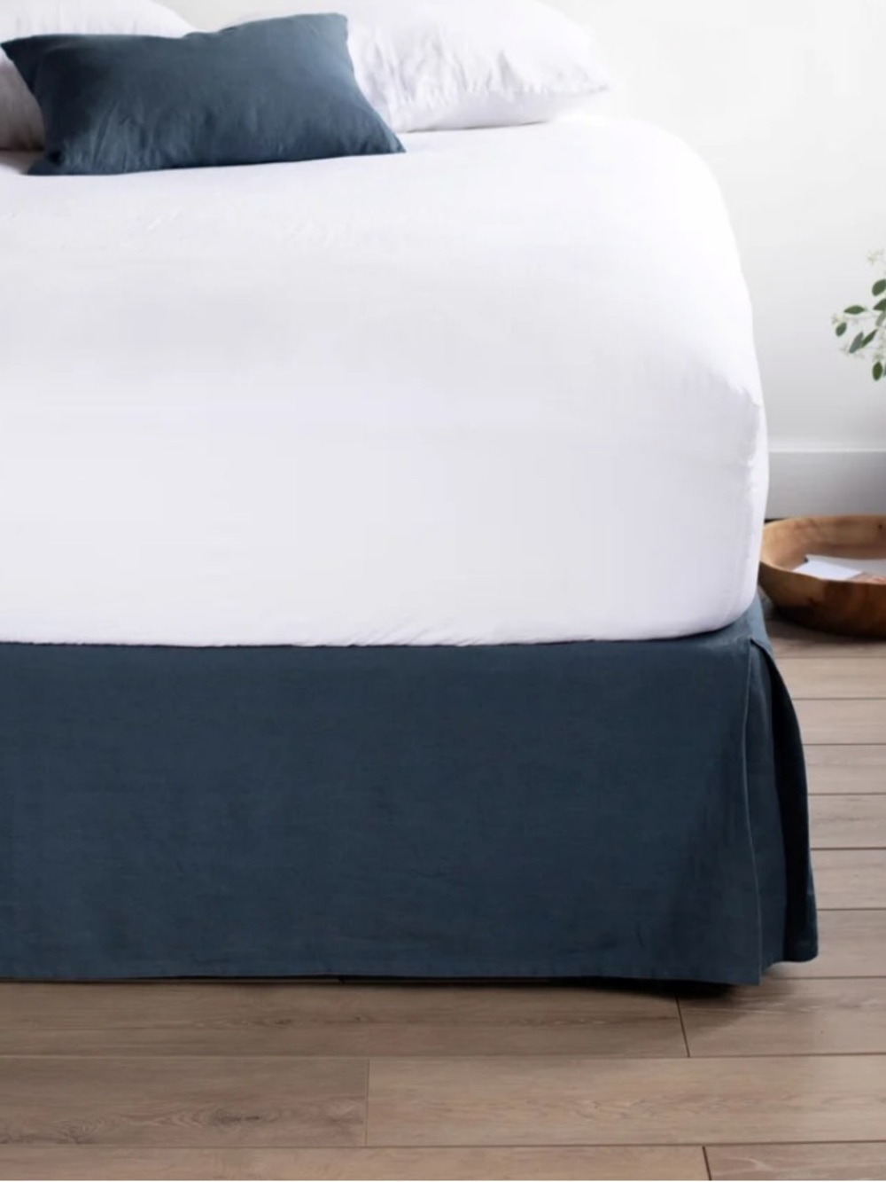 Classic French Linen King Bed Skirt in Deep Blue